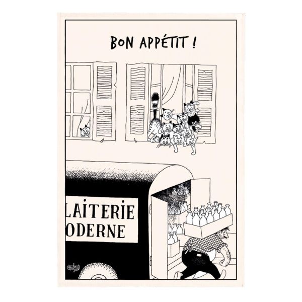 Vivaraise Torchon Dubout Bon appétit Ecru 48 x 72 Fabriqué en France