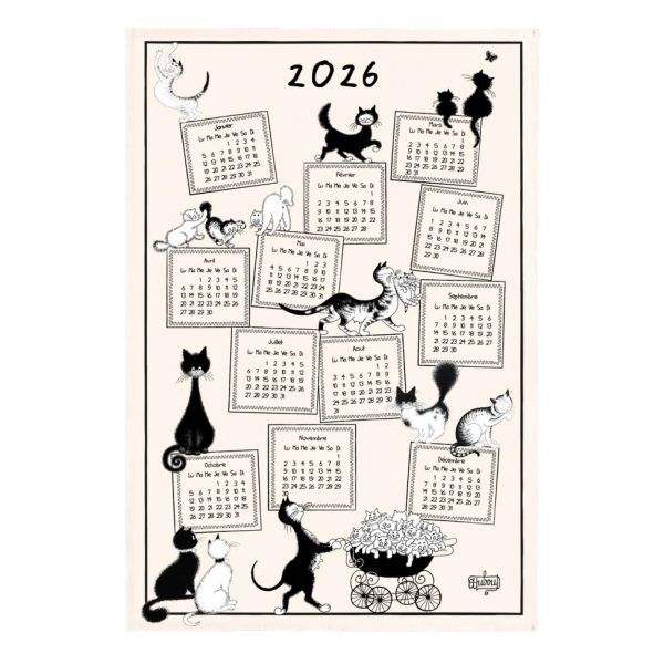 Vivaraise Torchon Dubout Calendrier 2026 Ecru 48 x 72 Cuisine