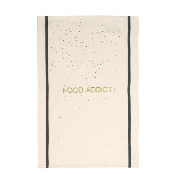 Vivaraise Torchon Food Addict or Ecru 70 x 50 Cuisine