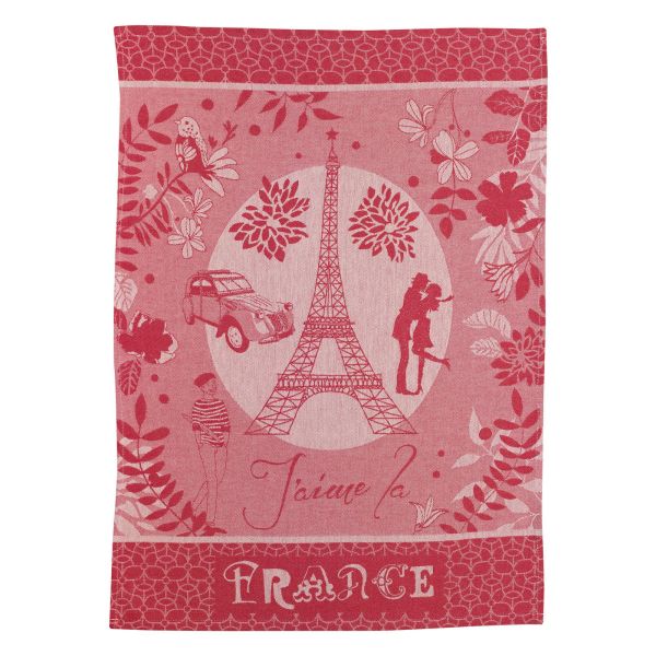 Vivaraise Torchon jacquard Tour Eiffel Rouge 50 x 70 Cuisine