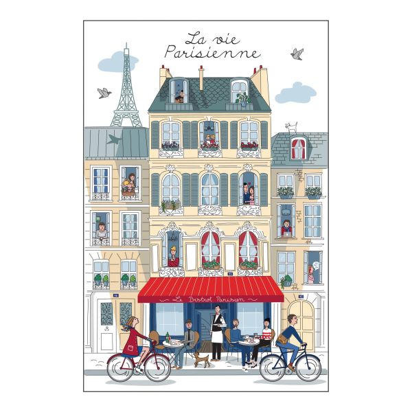 Vivaraise Torchon La vie parisienne Blanc 48 x 72 Fabriqué en France