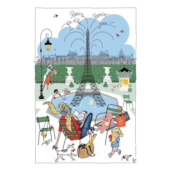 Vivaraise Torchon Les jardins parisiens Blanc 48 x 72 Fabriqué en France