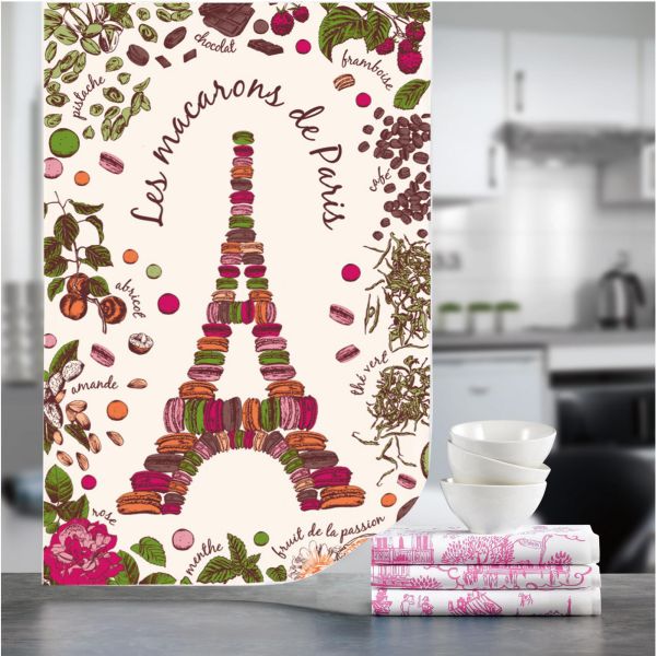 Vivaraise Torchon Macarons De Paris Ecru 72 X 48 Fabriqué En France