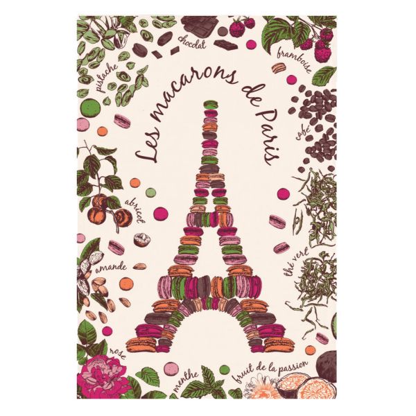 Vivaraise Torchon Macarons de Paris Ecru 72 X 48 Fabriqué en France