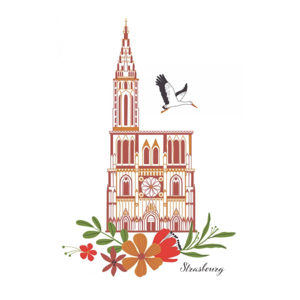 Vivaraise Torchon nid d'abeilles recyclé Cathédrale Fleurie Blanc/rouge 50 x 70 Cuisine