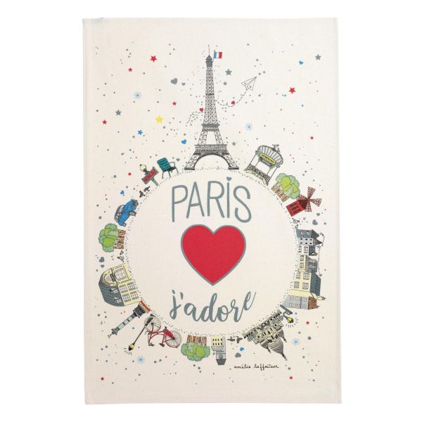 Vivaraise Torchon Planète Paris Ecru 48 x 72 Fabriqué en France