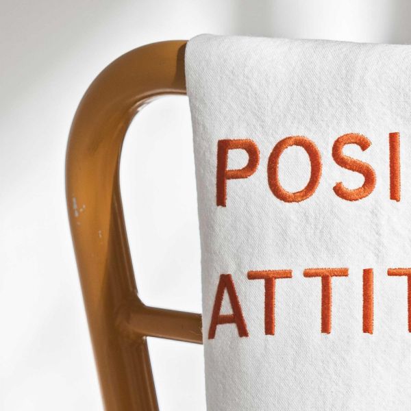 Vivaraise Torchon Positive Attitude Tangerine Blanc 80 X 50 Cuisine