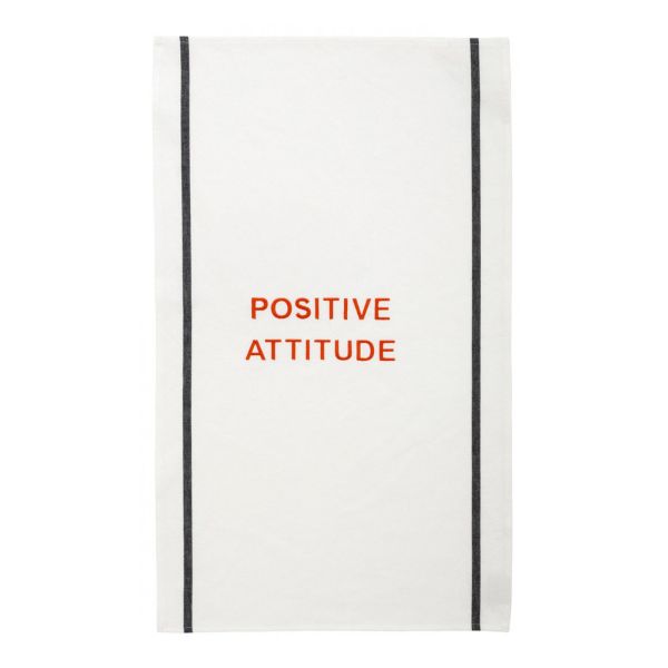 Vivaraise Torchon Positive Attitude Tangerine Blanc 80 x 50 Cuisine