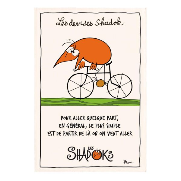 Vivaraise Torchon Shadok À vélo Ecru 48 x 72 Cuisine