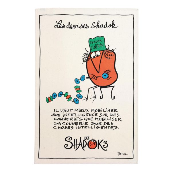 Vivaraise Torchon Shadoks Einstein Ecru 48 x 72 Fabriqué en France