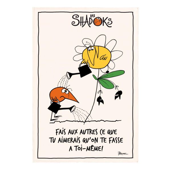 Vivaraise Torchon Shadoks Fais aux autres Ecru 48 x 72 Fabriqué en France