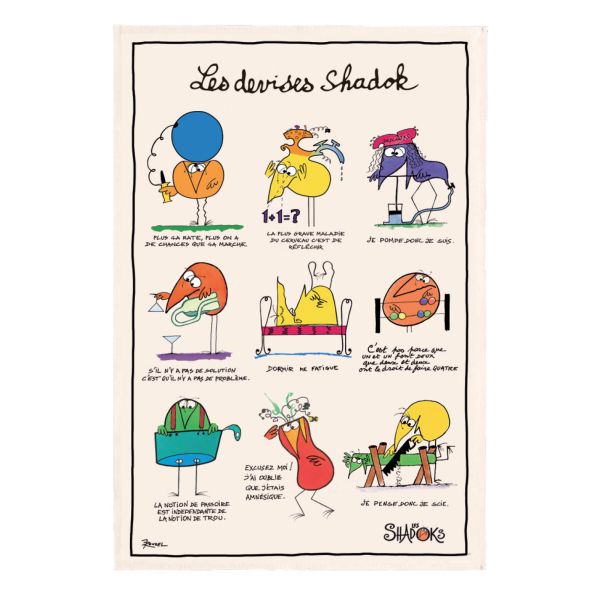 Vivaraise Torchon Shadoks Les devises Ecru 48 x 72 Fabriqué en France