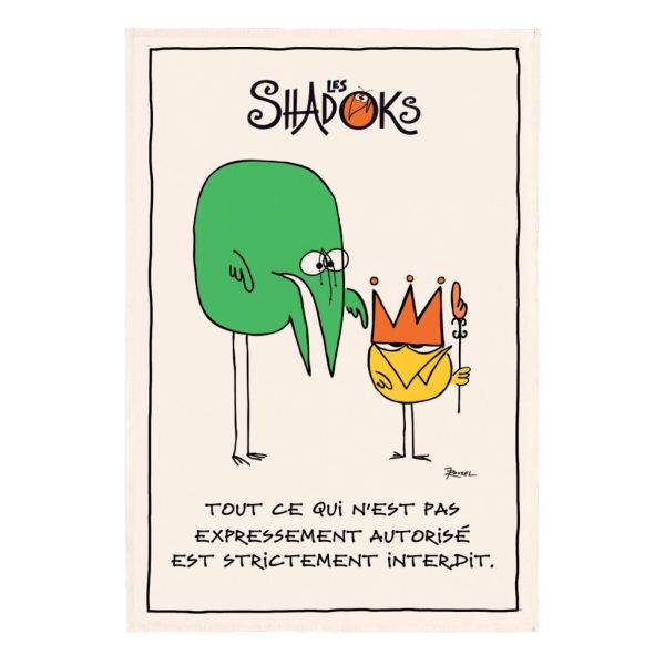 Vivaraise Torchon Shadoks Les Interdits Ecru 48 X 72 Fabriqué En France