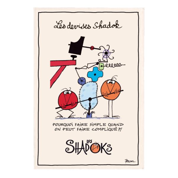 Vivaraise Torchon Shadoks Pourquoi faire simple Ecru 48 x 72 Fabriqué en France