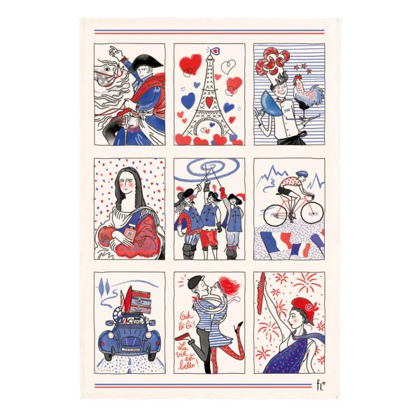 Vivaraise Torchon Symboles français Ecru 48 x 72 Cuisine