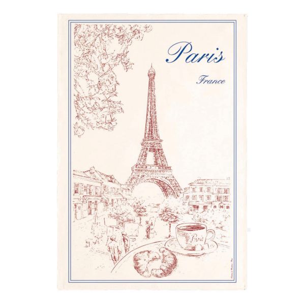 Vivaraise Torchon Tour Eiffel Ecru 72 X 48 Fabriqué en France