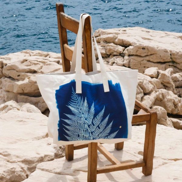 Vivaraise Sac Cabas Fougère Bleu 38 X 46 X 18 Déco