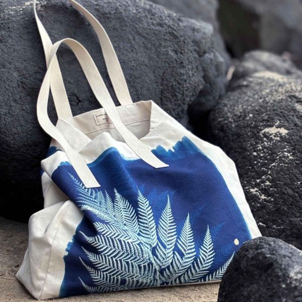 Vivaraise Sac Cabas Fougère Bleu 38 X 46 X 18 Déco