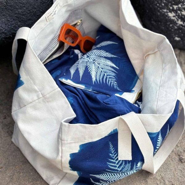 Vivaraise Sac Cabas Fougère Bleu 38 X 46 X 18 Déco