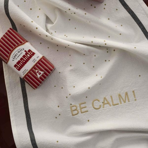 Vivaraise Torchon Be Calm Or Blanc 80 X 50 Cuisine