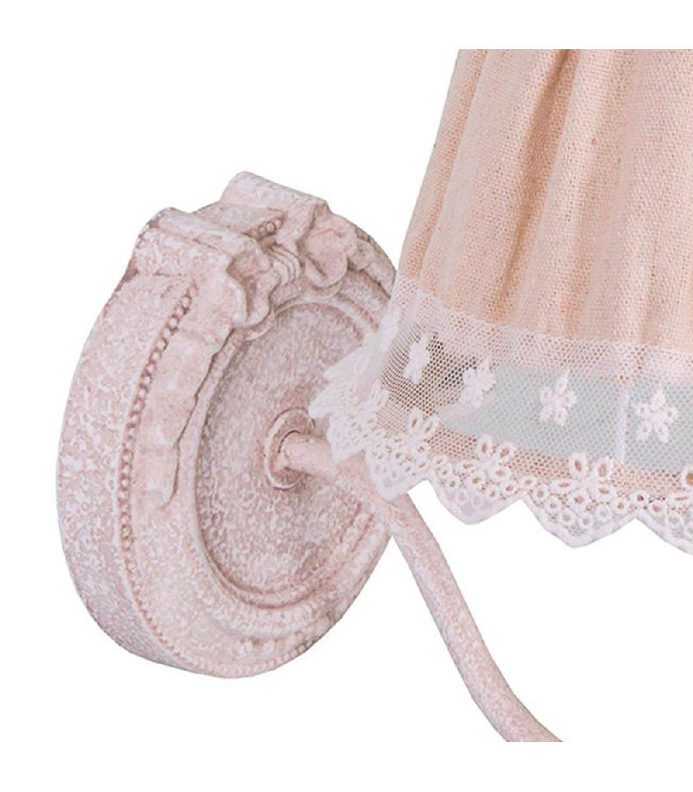 Wadiga Applique Murale Avec Abat-jour Beige Lin Et Broderie 27x13x26cm