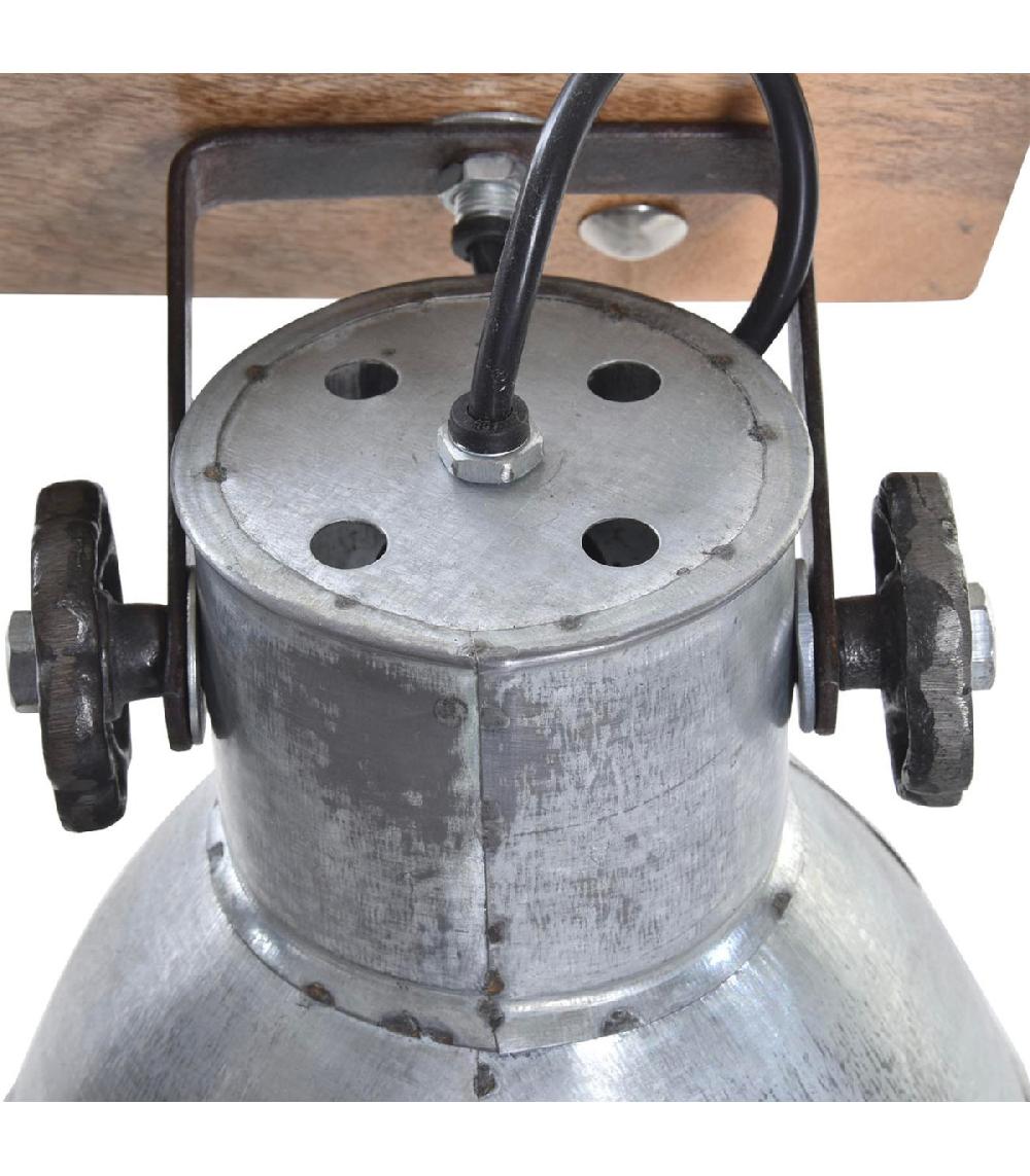 Wadiga Applique Murale Bois Et Métal Argenté Triple 64x18x26cm