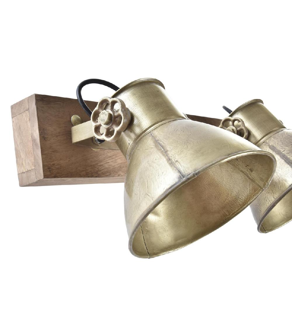 Wadiga Applique Murale Bois Et Métal Doré Triple - 64x17x26cm