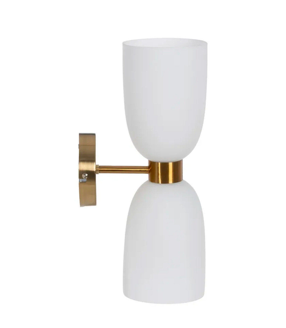 Wadiga Applique Murale Double Métal Doré Et Globes En Verre Dépoli Blanc 18x12x36cm