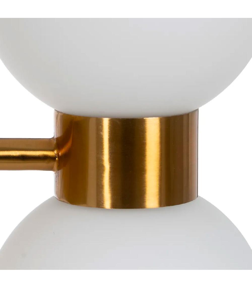 Wadiga Applique Murale Double Métal Doré Et Globes En Verre Dépoli Blanc 18x12x36cm