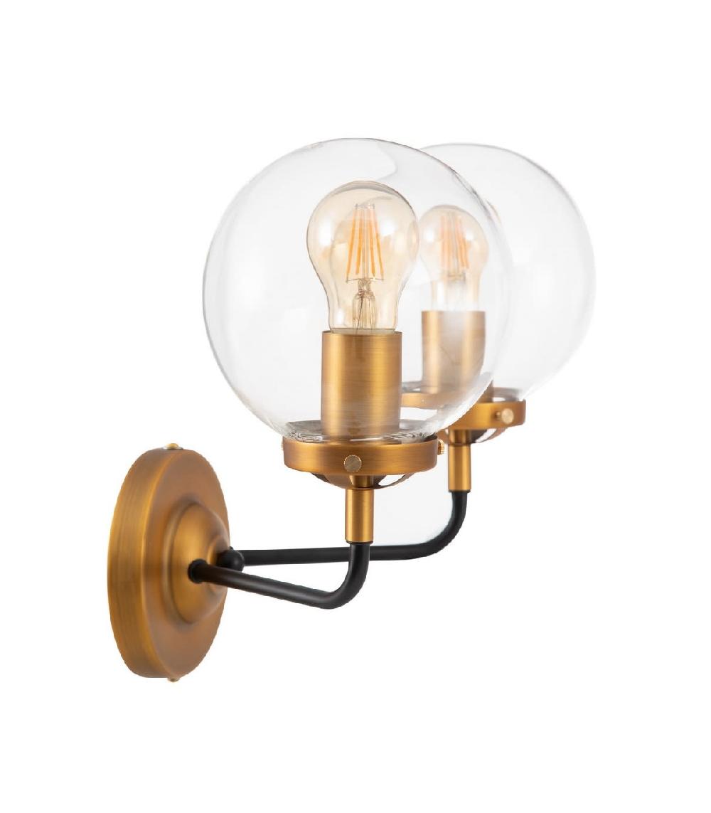 Wadiga Applique Murale Double Métal Doré Et Noir Globe En Verre