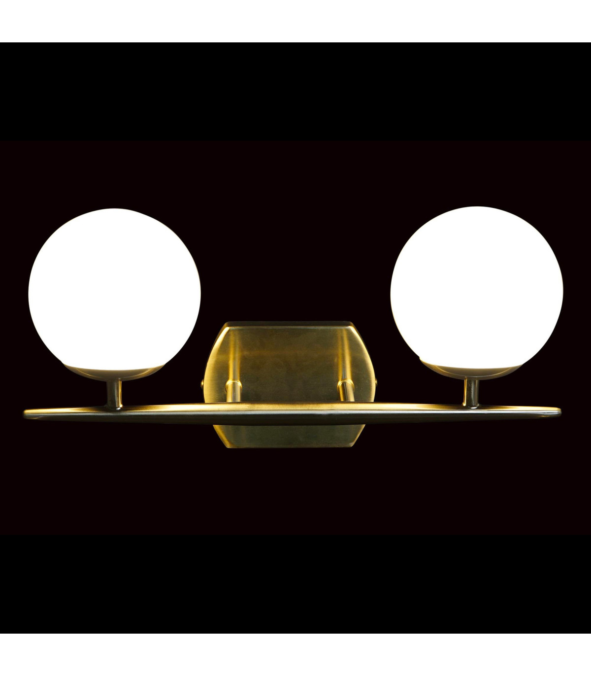 Wadiga Applique Murale Double Métal Doré Et Verre Dépoli Blanc 42x15x20cm