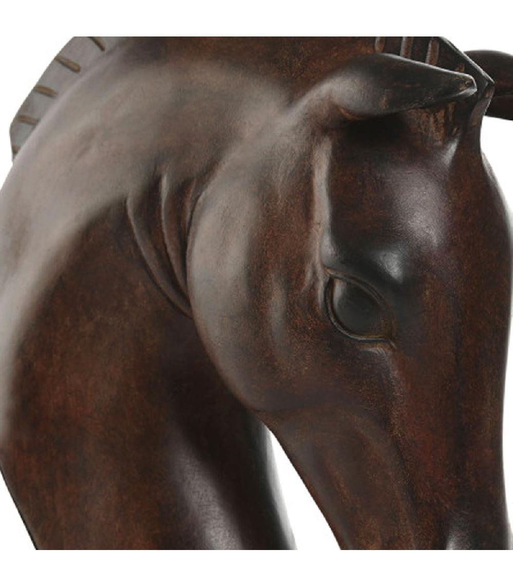 Wadiga Applique Murale En Résine Marron Cheval Et Et Abat-jour Noir 21x18x50.5cm