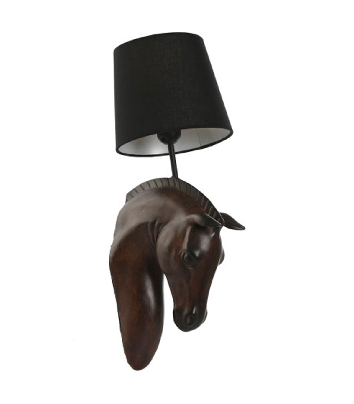 wadiga Applique murale en résine marron cheval et et abat-jour noir 21x18x50.5cm