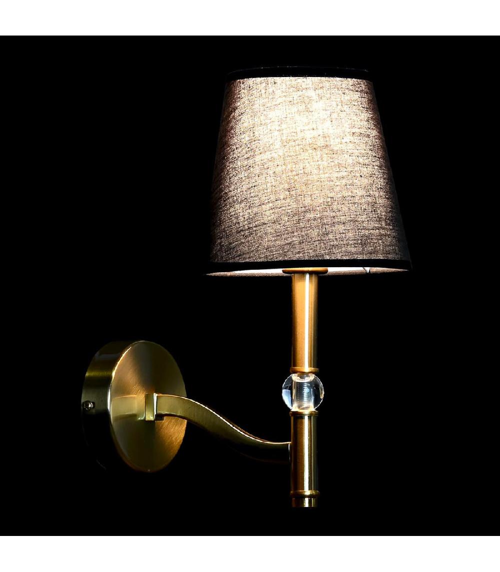 Wadiga Applique Murale Métal Doré Et Abat-jour Noir 15x23x31cm