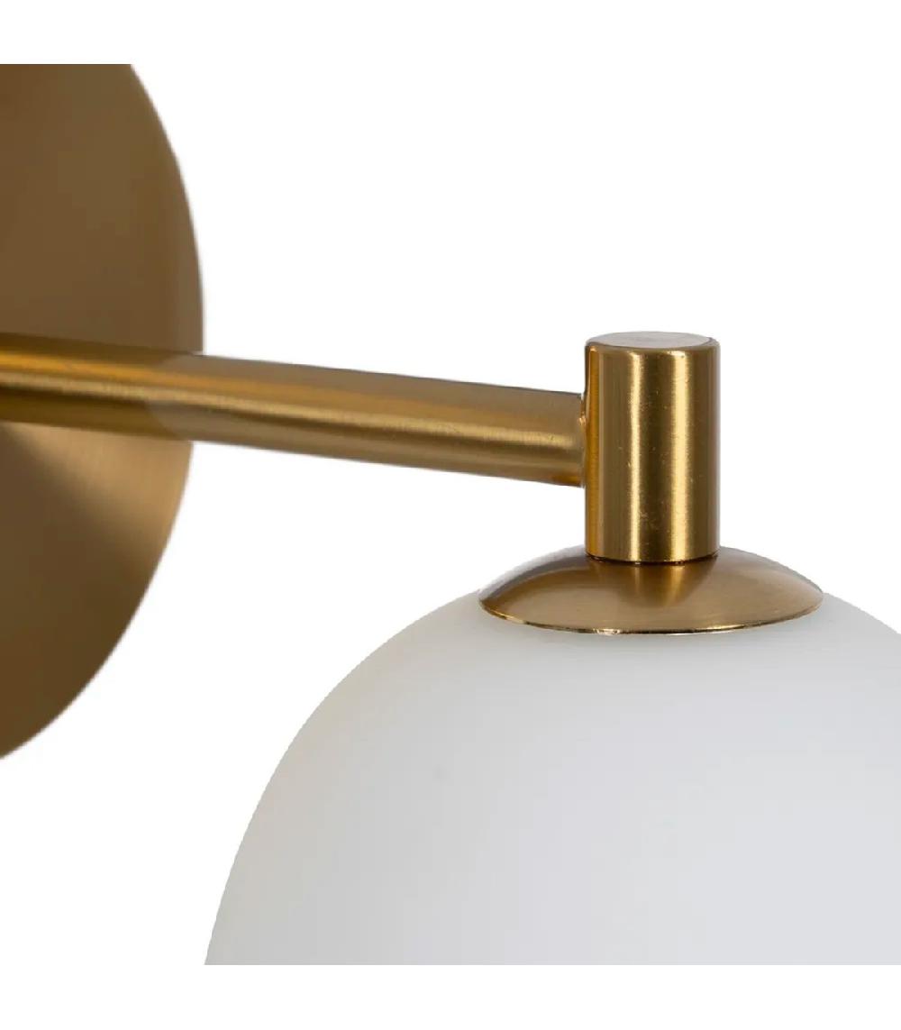 Wadiga Applique Murale Métal Doré Et Globe En Verre Dépoli Blanc 19x12x23.5cm