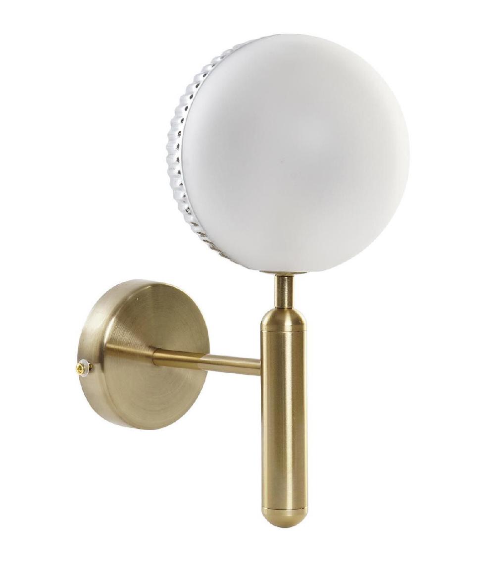 wadiga Applique murale métal doré et globe en verre dépoli blanc- 15x15x38cm