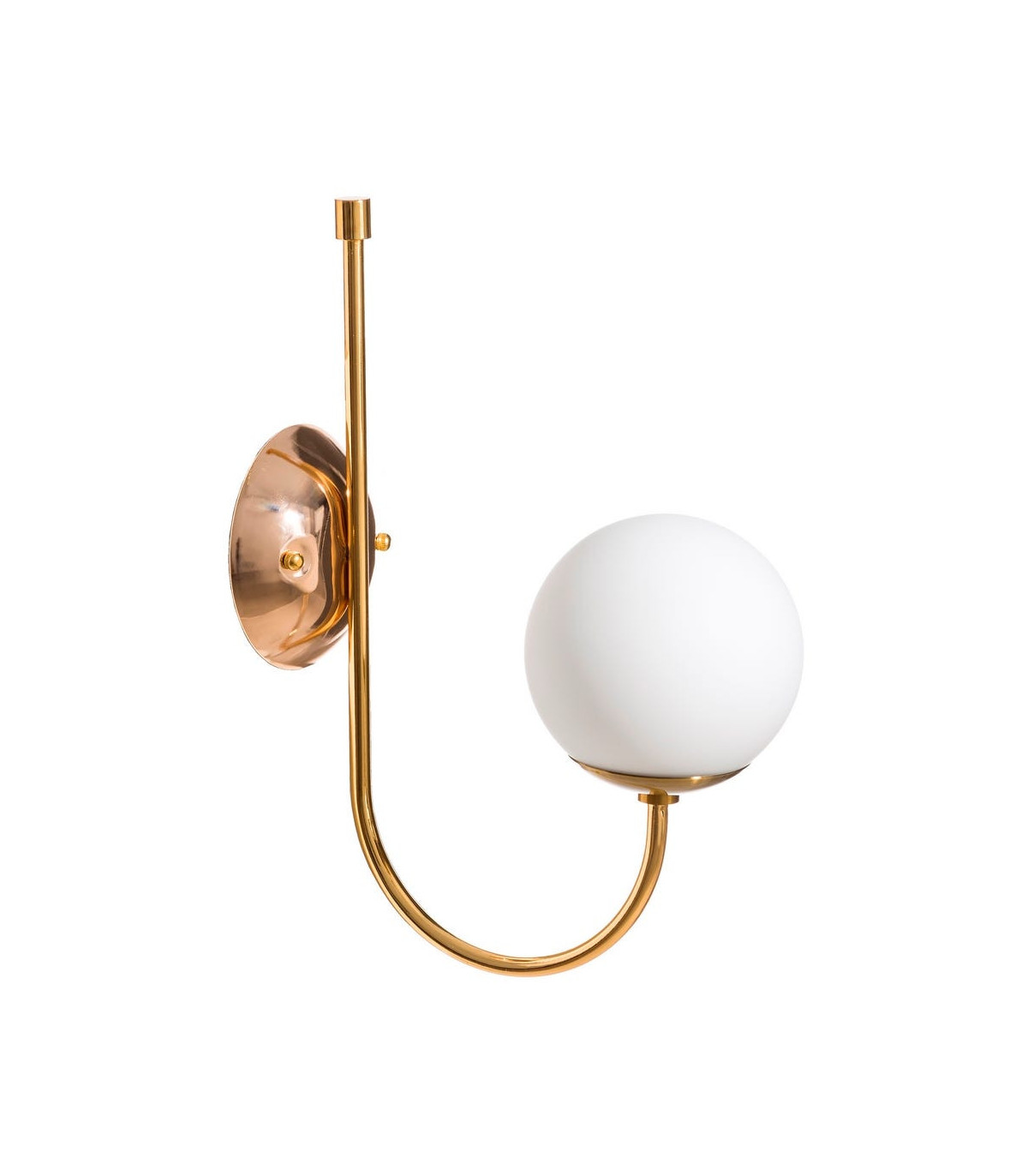 wadiga Applique Murale Métal Doré et Globe en Verre Dépoli Blanc