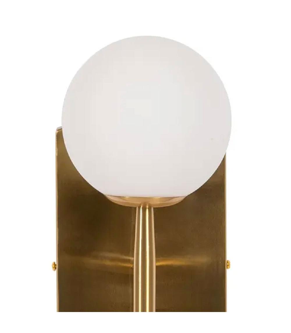 Wadiga Applique Murale Métal Doré Et Globe En Verre Dépoli Blanc 12x12x29cm