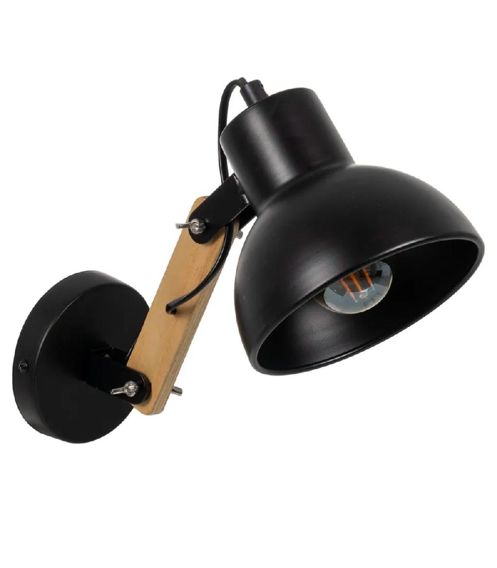 Wadiga Applique Murale Métal Noir Et Bois Articulée