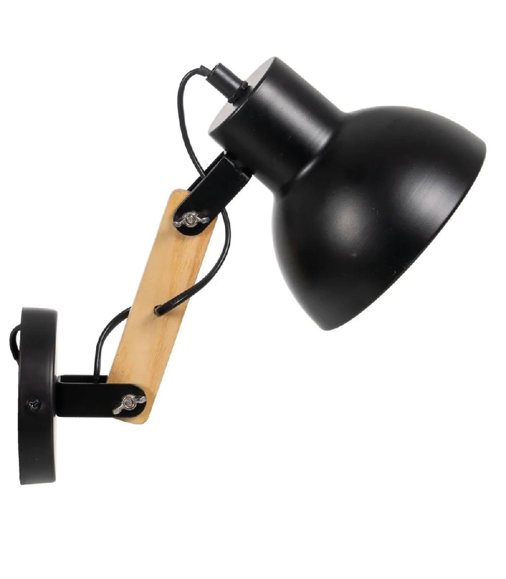 Wadiga Applique Murale Métal Noir Et Bois Articulée