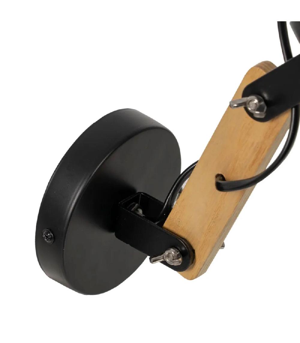 Wadiga Applique Murale Métal Noir Et Bois Articulée