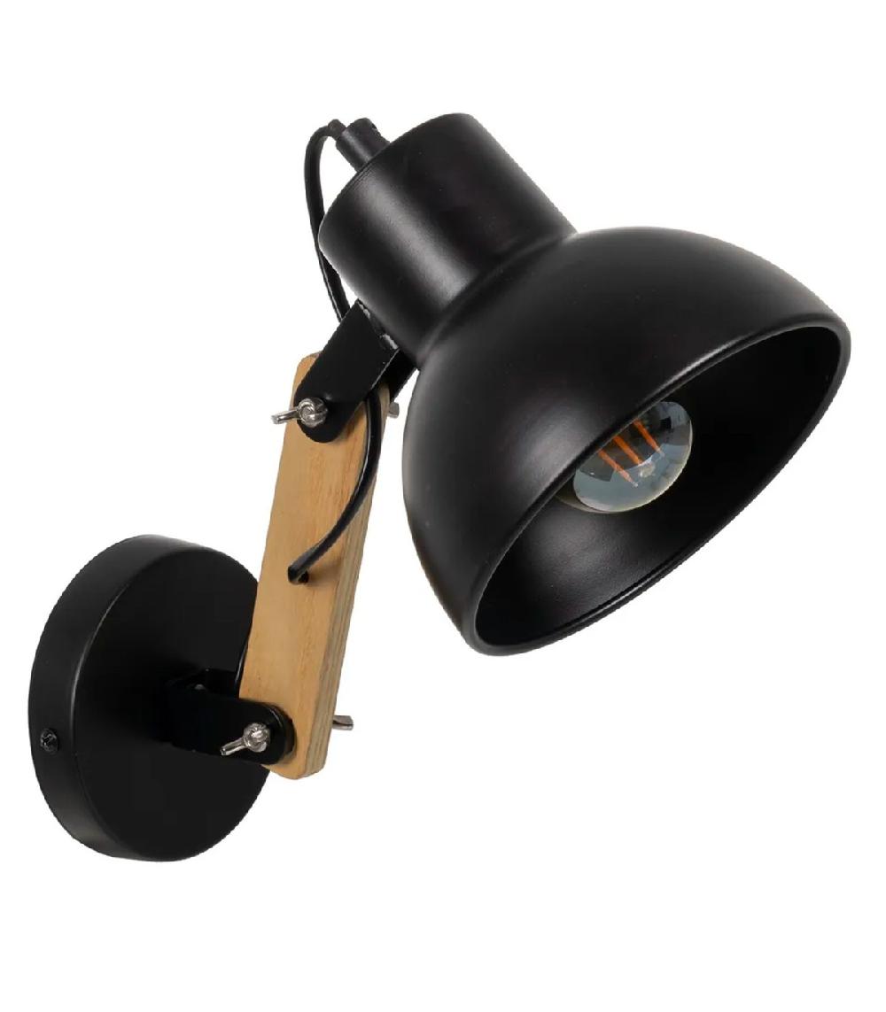 wadiga Applique murale métal noir et bois articulée