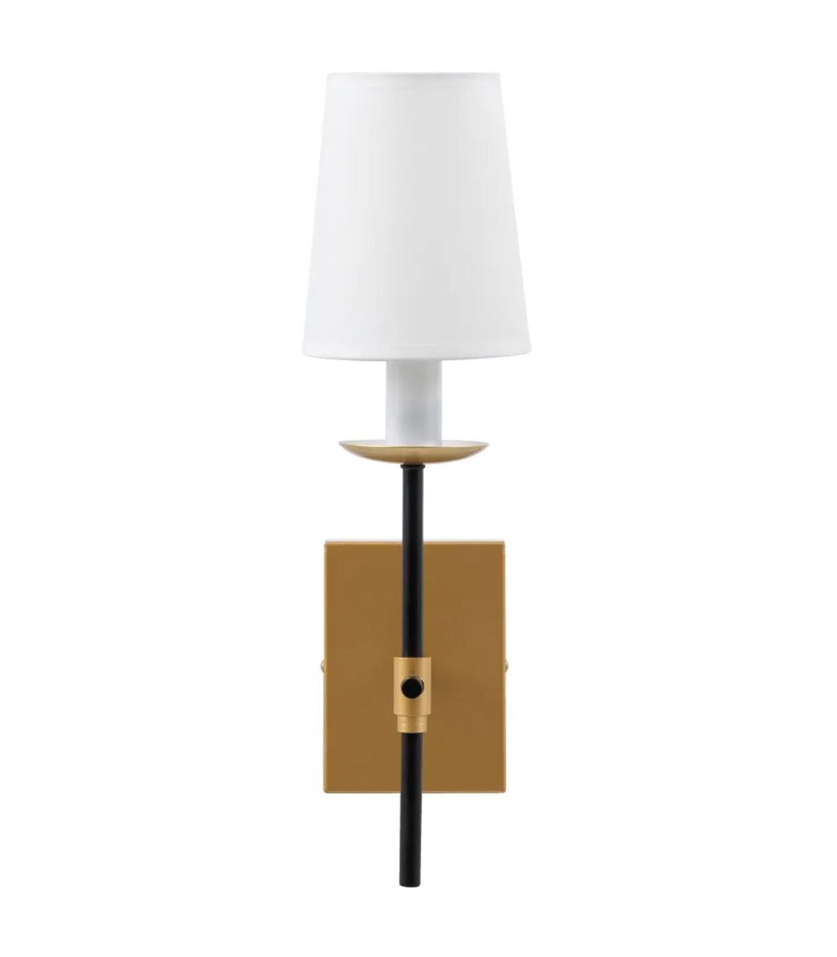 Wadiga Applique Murale Métal Noir Et Doré Et Abat-jour Blanc