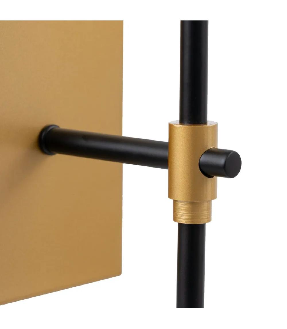 Wadiga Applique Murale Métal Noir Et Doré Et Abat-jour Blanc