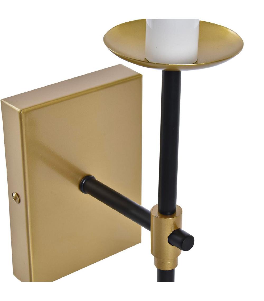 Wadiga Applique Murale Métal Noir Et Doré Et Abat-jour Blanc 12x15x43cm