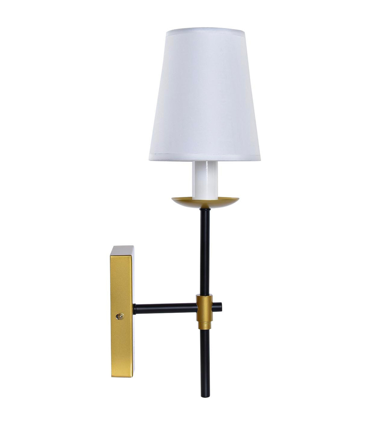 Wadiga Applique Murale Métal Noir Et Doré Et Abat-jour Blanc 12x15x43cm