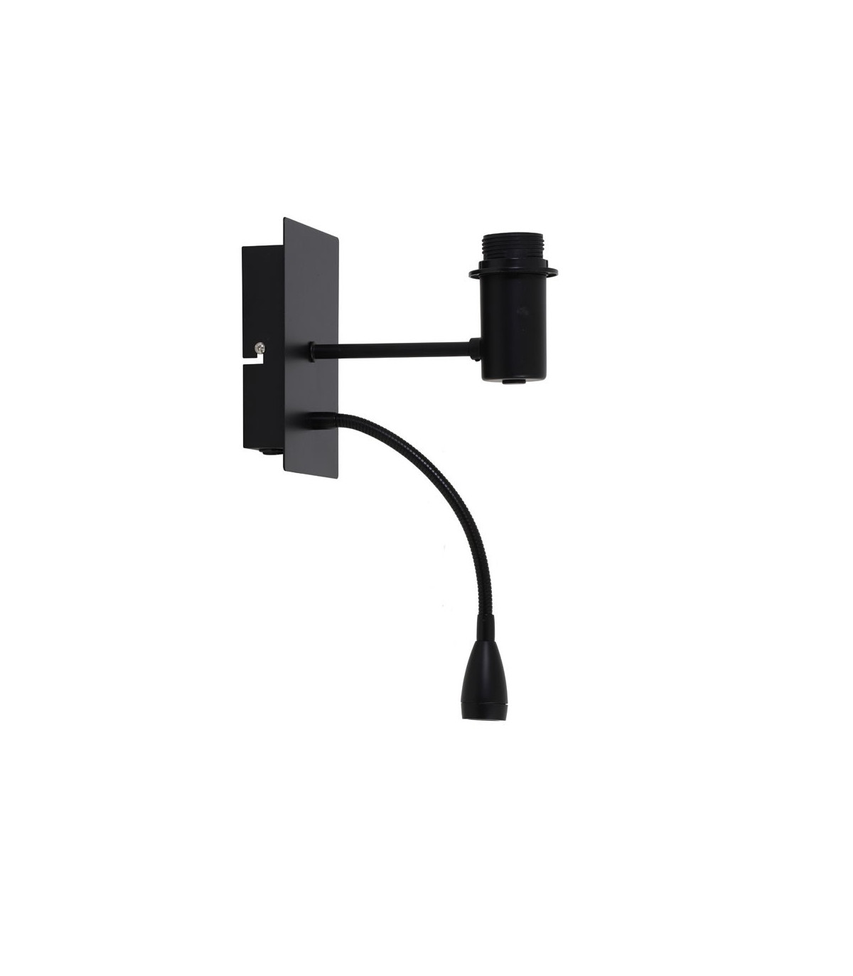wadiga Applique Murale Tête de Lit avec liseuse en Métal Noir Mat