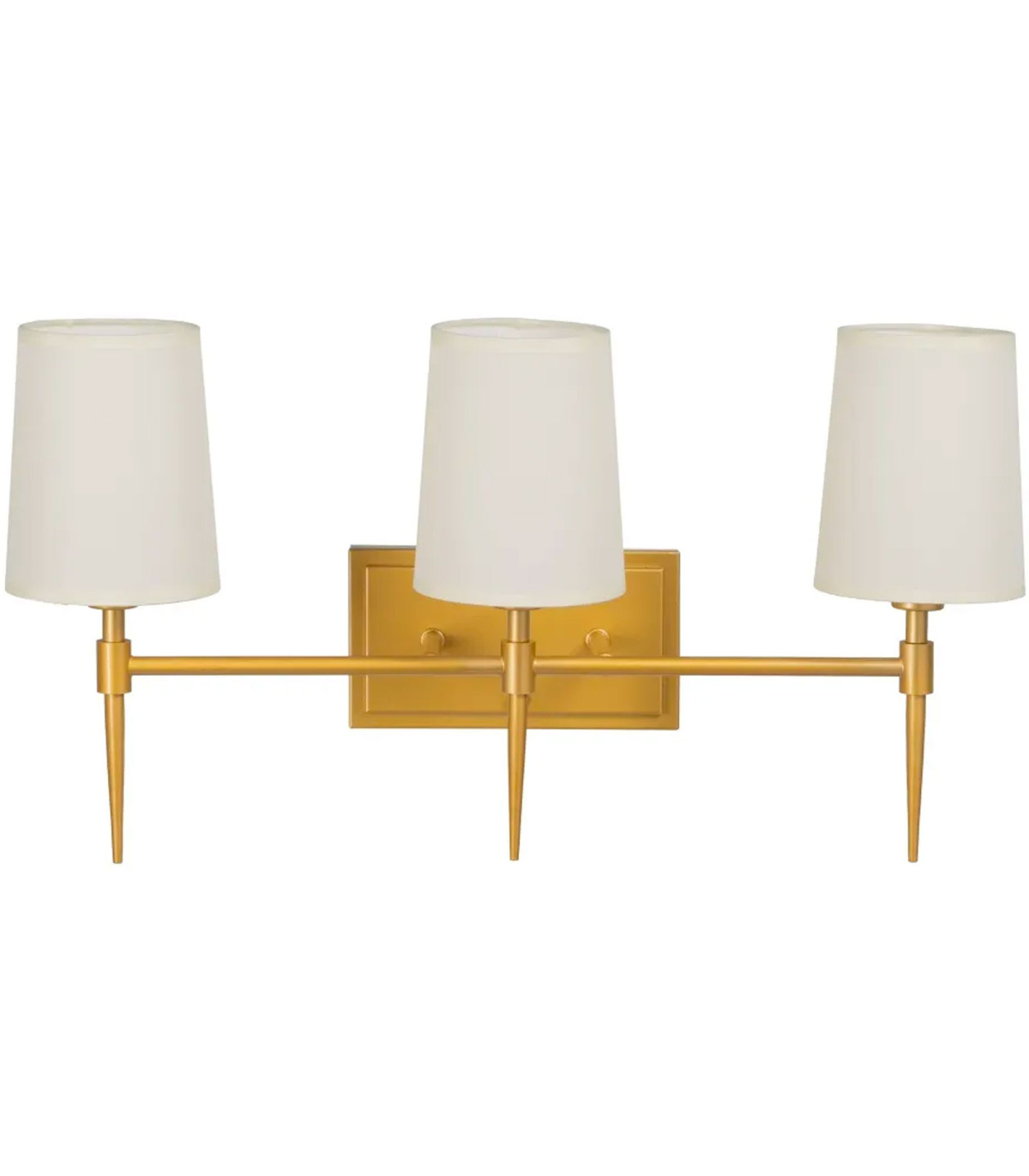 Wadiga Applique Murale Triple En Métal Doré Et Abat-jours Tissu Blanc 58x20x31.5cm