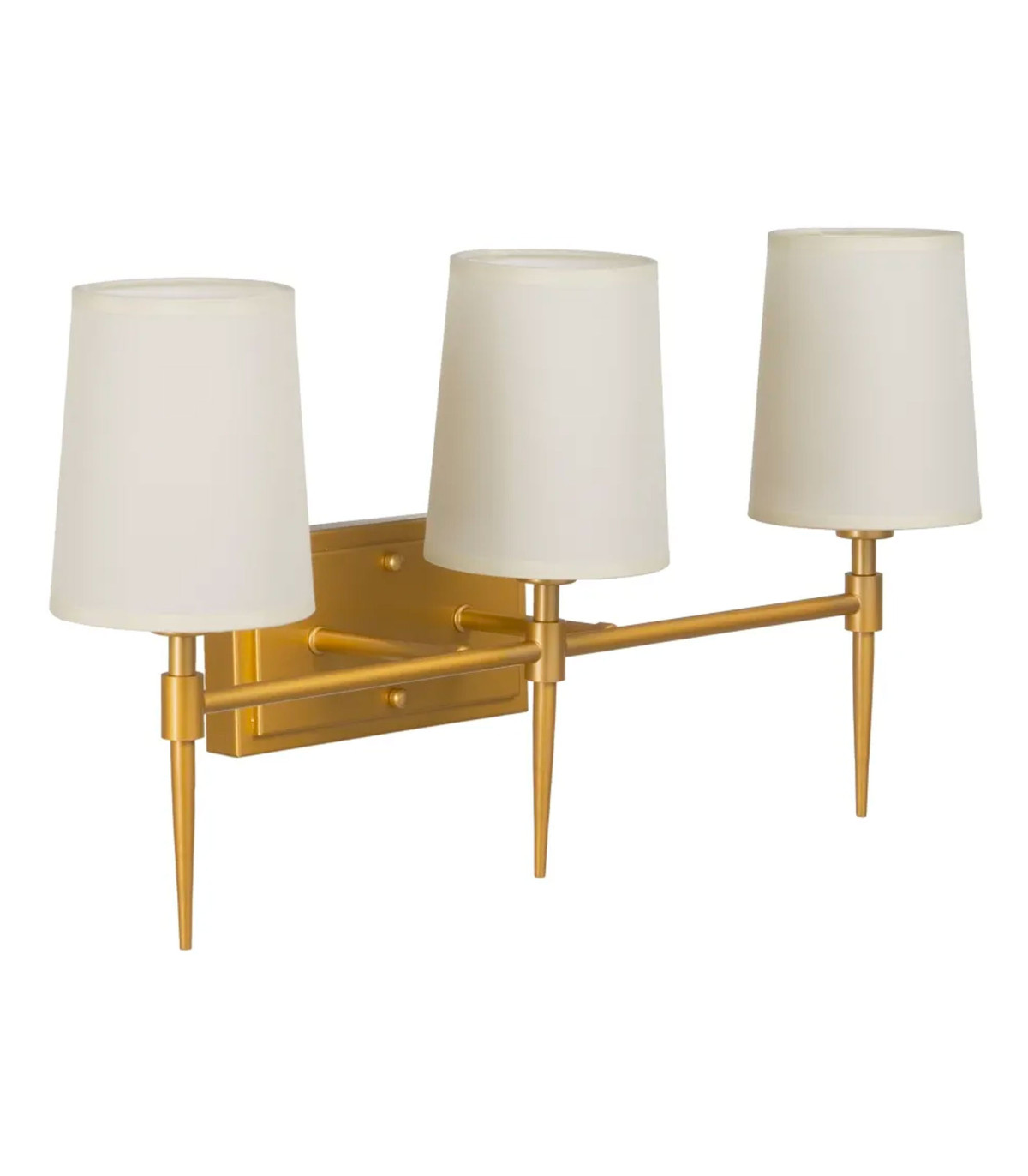 wadiga Applique murale triple en métal doré et abat-jours tissu blanc 58x20x31.5cm