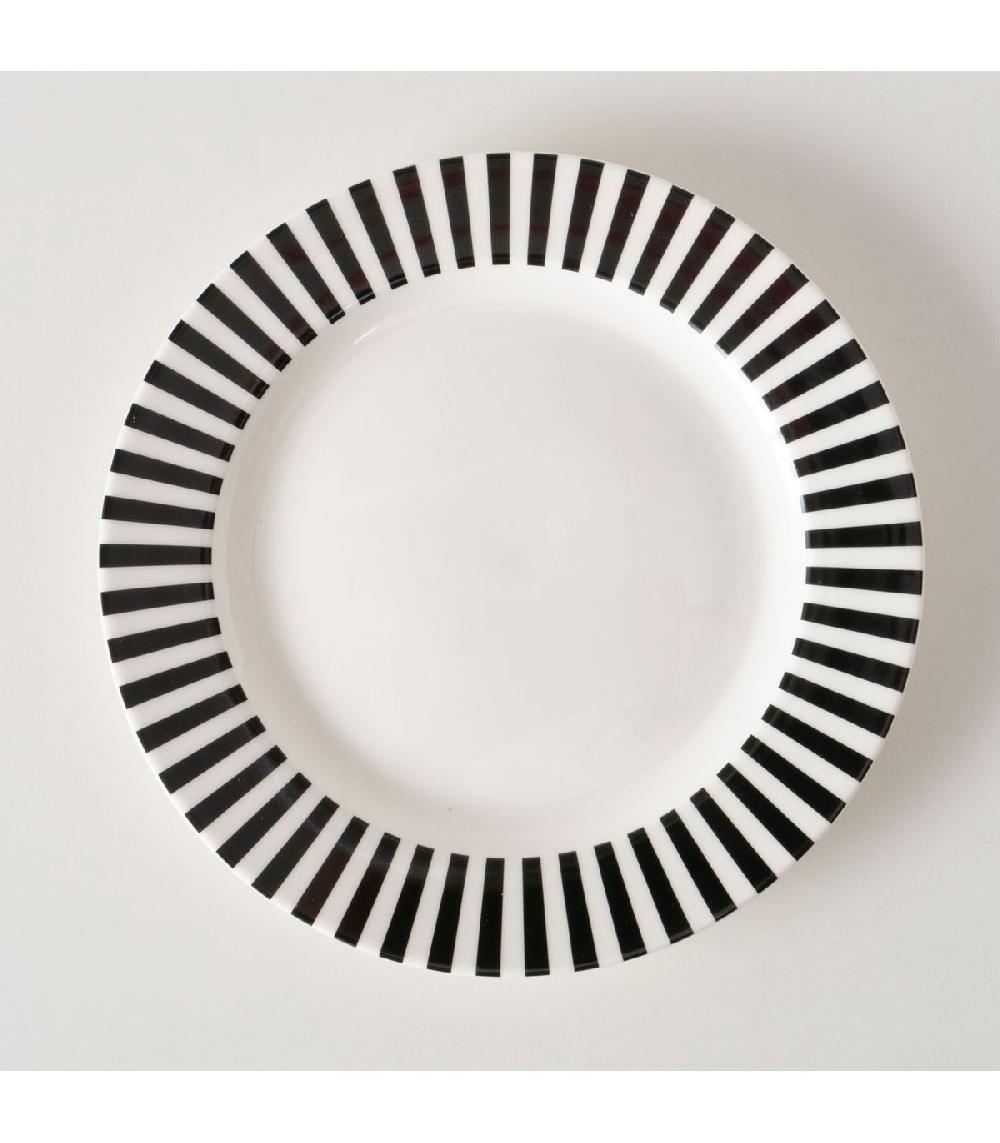 Wadiga Assiette à Dessert En Céramique Blanche Et Noire Diamètre 20cm